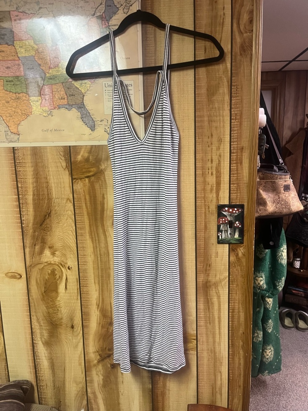 Project Social T Black and White Striped Midi Tank Dress